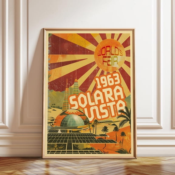Retro Futuristic Sci-Fi Art Solara Vista Worlds Fair Space Age Wall Decor