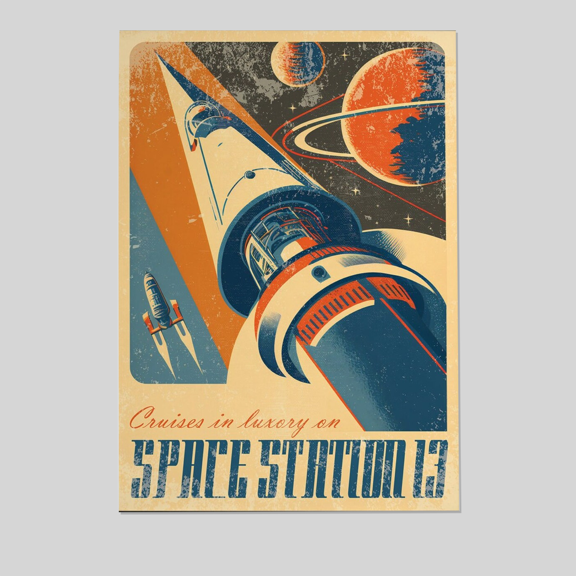 Retro Futuristic Sci-Fi Space Part 1 Wall Poster Full Size 24''x36'' The Golden Shop