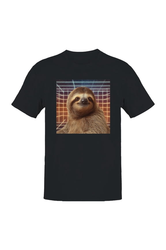 Retro Futuristic Sloth Grid Men's T-shirt