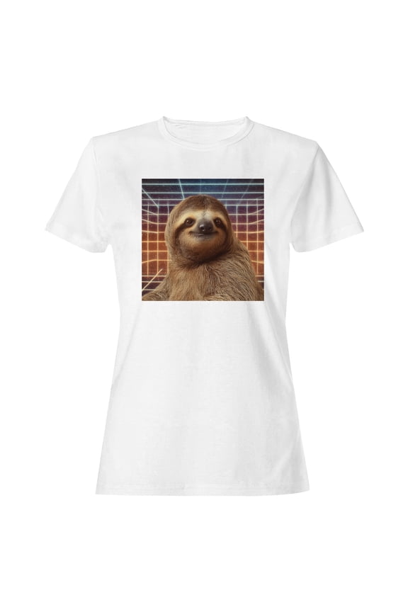 Retro Futuristic Sloth Grid Women's T-shirt