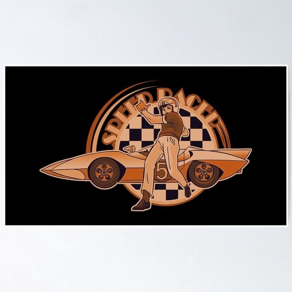 Retro Futuristic Speed Racer Engraved Blueprint Technical Plan Wall Art Garage Decor, Unframed Poster