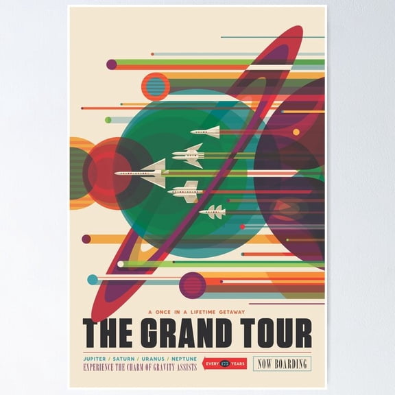 Retro Futuristic Travel Tourism Cosmic Shuttle Wall Decor Outer Space Exploration Art, Unframed Poster