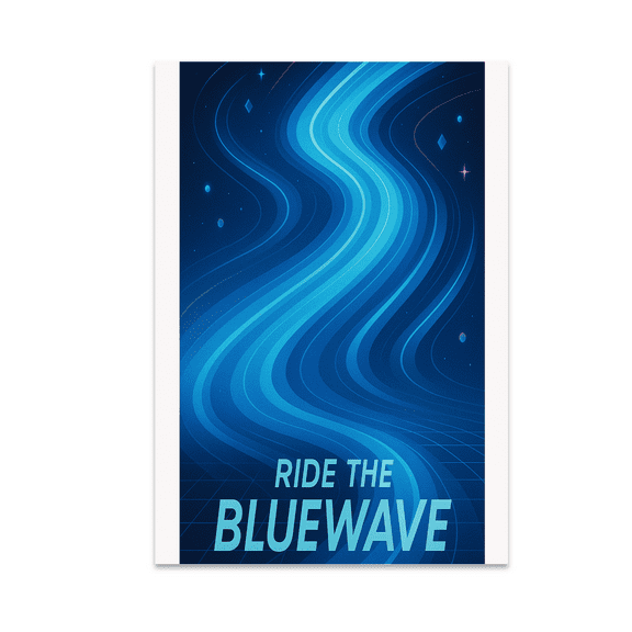 Retro Futuristic Wave Art - Home Decor - 13x19 Poster Print