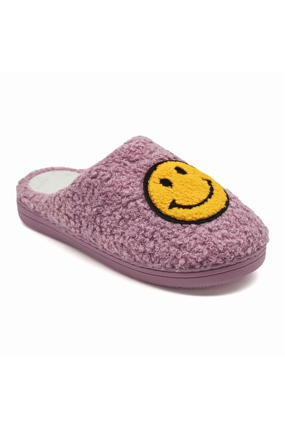 Retro Fuzzy Smile Face Slippers for Women Men Soft Warm Plush Happy House Slides Indoor Outdoor Comfy Non Slip Cushion Furry Shoes