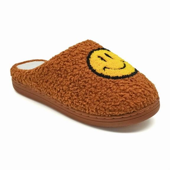 Retro Fuzzy Smile Face Slippers for Women Men Soft Warm Plush Happy House Slides Indoor Outdoor Comfy Non Slip Cushion Furry Shoes