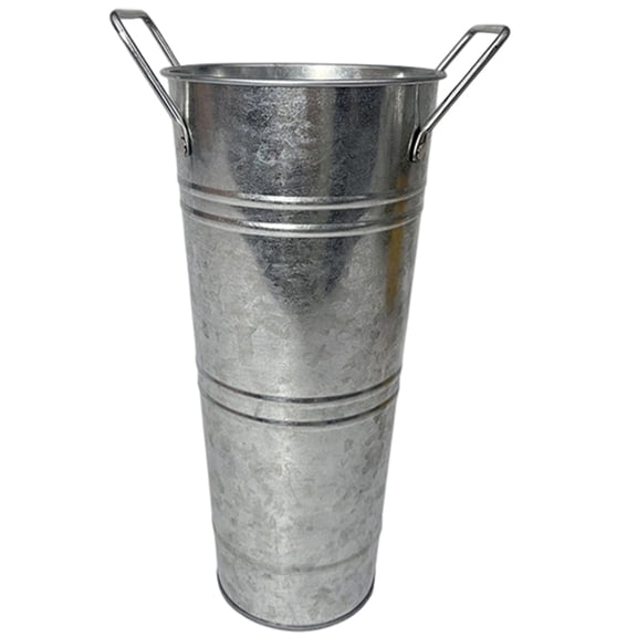 Retro Galvanized Metal Vases Farmhouse French Flower Bucket Vases with Handle Rustics Tin Flower Holder for Cut Plant