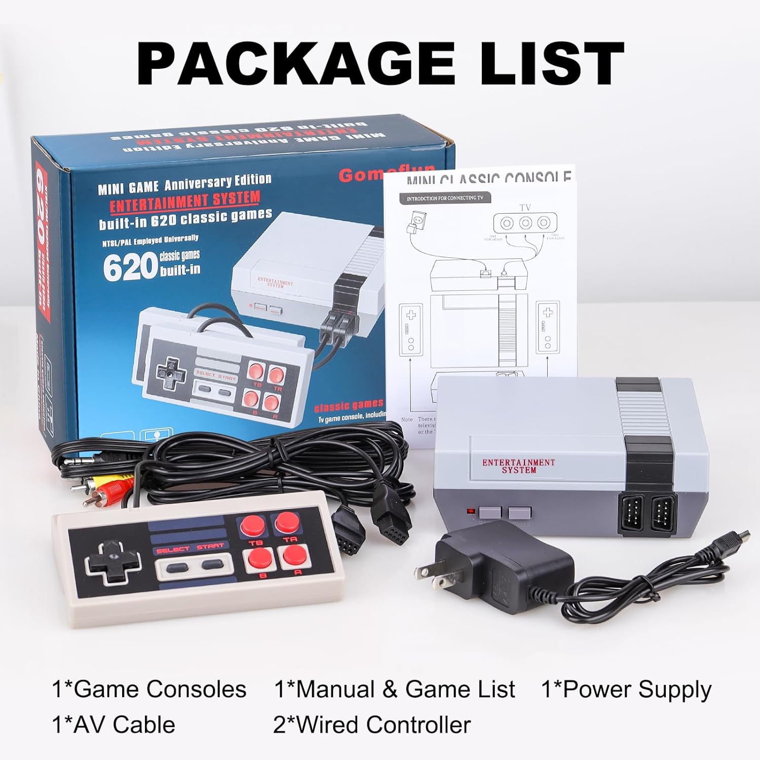 Retro Game Console Classic Mini Retro Game System Builtin 620 Games