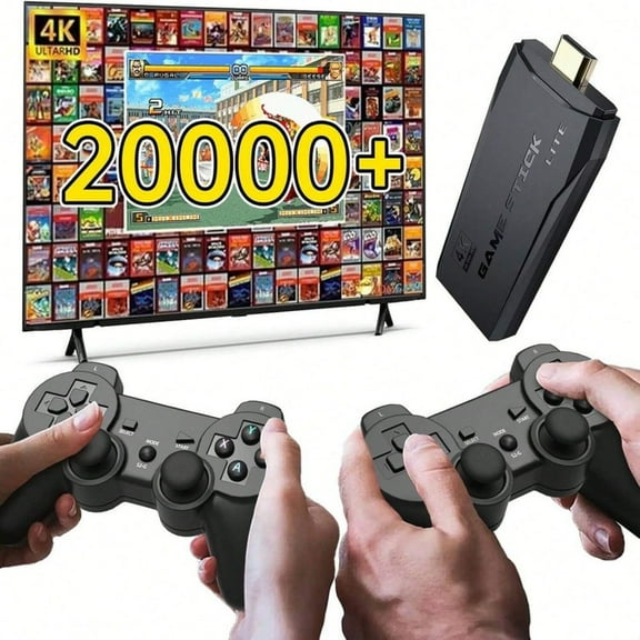 Retro Nostalgia Stick - Wireless Retro Play Stick,Plug and Play Video Stick Built in 20000+,4K HDMI Output,9 Classic Emulators,with Dual 2.4G Wireless