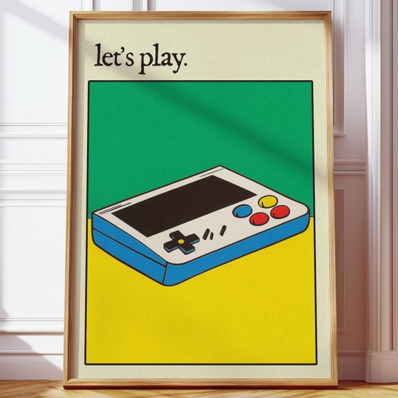 Retro Game Console Poster - Minimalist Print For Gamers, Vintage Gaming Room Decor, Let'S Play Print, Video Game Controller Print Wall Art, Modern Wall Decor, 24x36 UNFRAMED