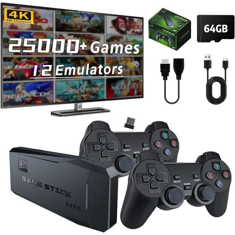 Retro Game Console Stick, 64G Nostalgia Game Stick with 20000+ Video Games,  12 Emulator Console Plug and Play for TV, Retro Play Compatible with