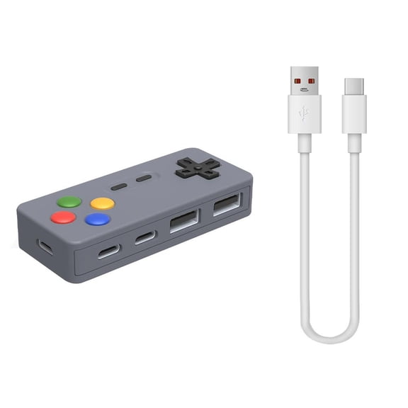 Retro Game Console Style 4-in-1 USB-C Hub Adapter with USB-A Ports for Laptop Tablet and Phone