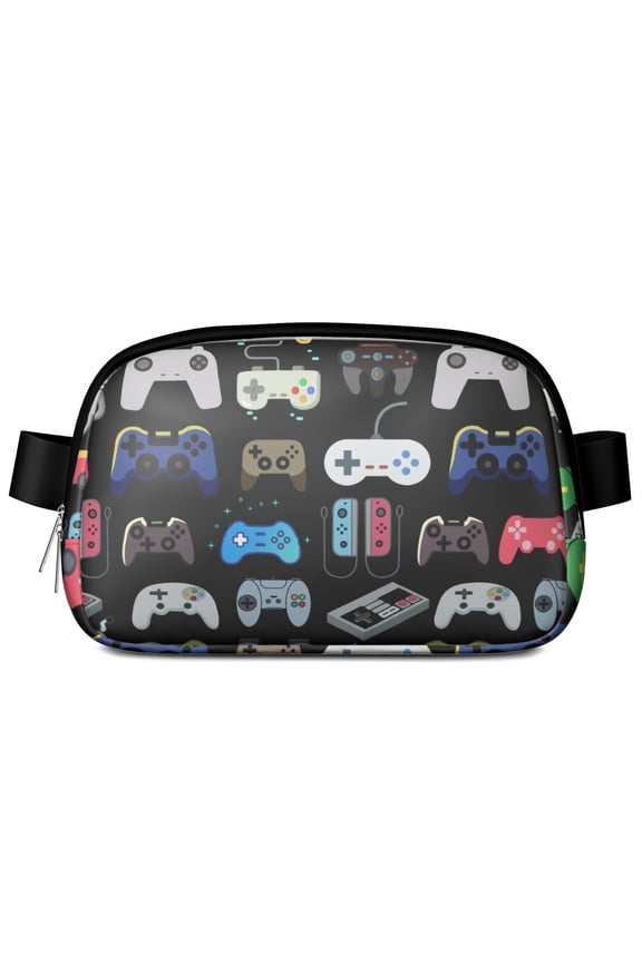 Retro Game Controller Belt Bag – Digital Gaming Fanny Pack with Loading Level Mode, Joystick Buttons, and Gamer Style