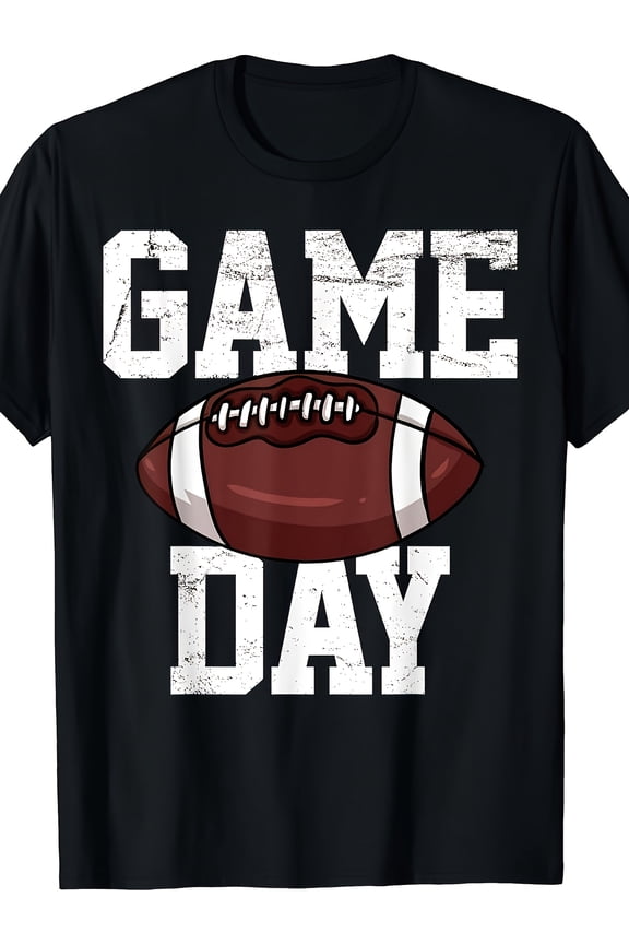 Retro Game Day American Football T-Shirt Vintage Sports Fan Apparel Distressed Graphic Tee Tailgate Party Outfit Casual Athletic Top