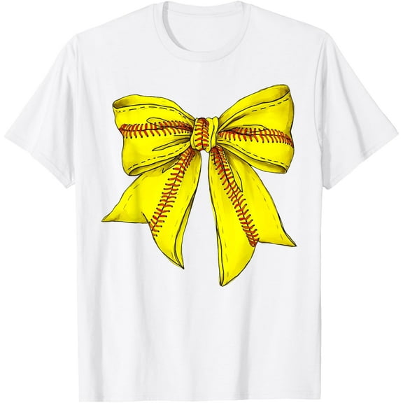Retro Game Day Softball Coquette Bow Autumn Season T-Shirt