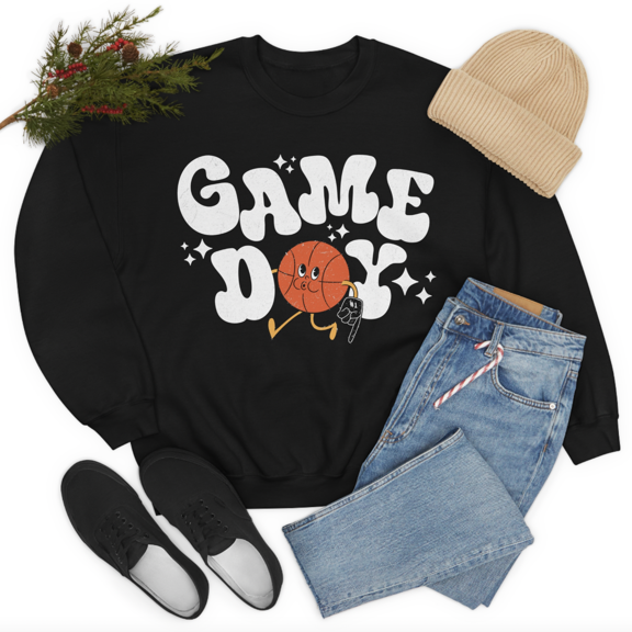 Retro Game Day Women's Basketball Fan Funny Novelty Unisex Pullover Sweatshirt