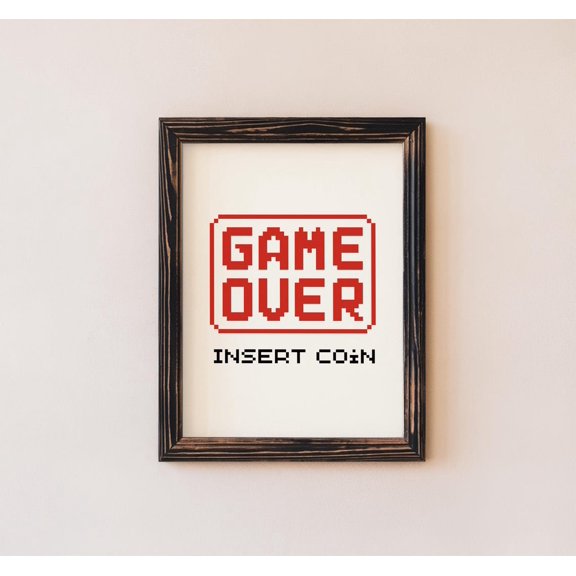 Retro Game Over Wall Art Arcade Decor Living Room Bedroom Office