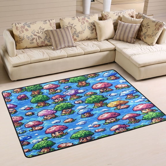 Retro Game Pattern Soft Polyester Area Rug 36''x24'', Non Slip, Memory Foam, Water Absorbent