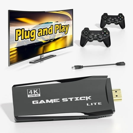 Retro Game Stick - Nostalgia Stick S2 Preloaded 12000+ Classic Retro Games,9 Emulators,Plug and Play Video Games for TV,Emulator Console S2 Support 4K HD Port,2 Wireless Gamepads(64G)