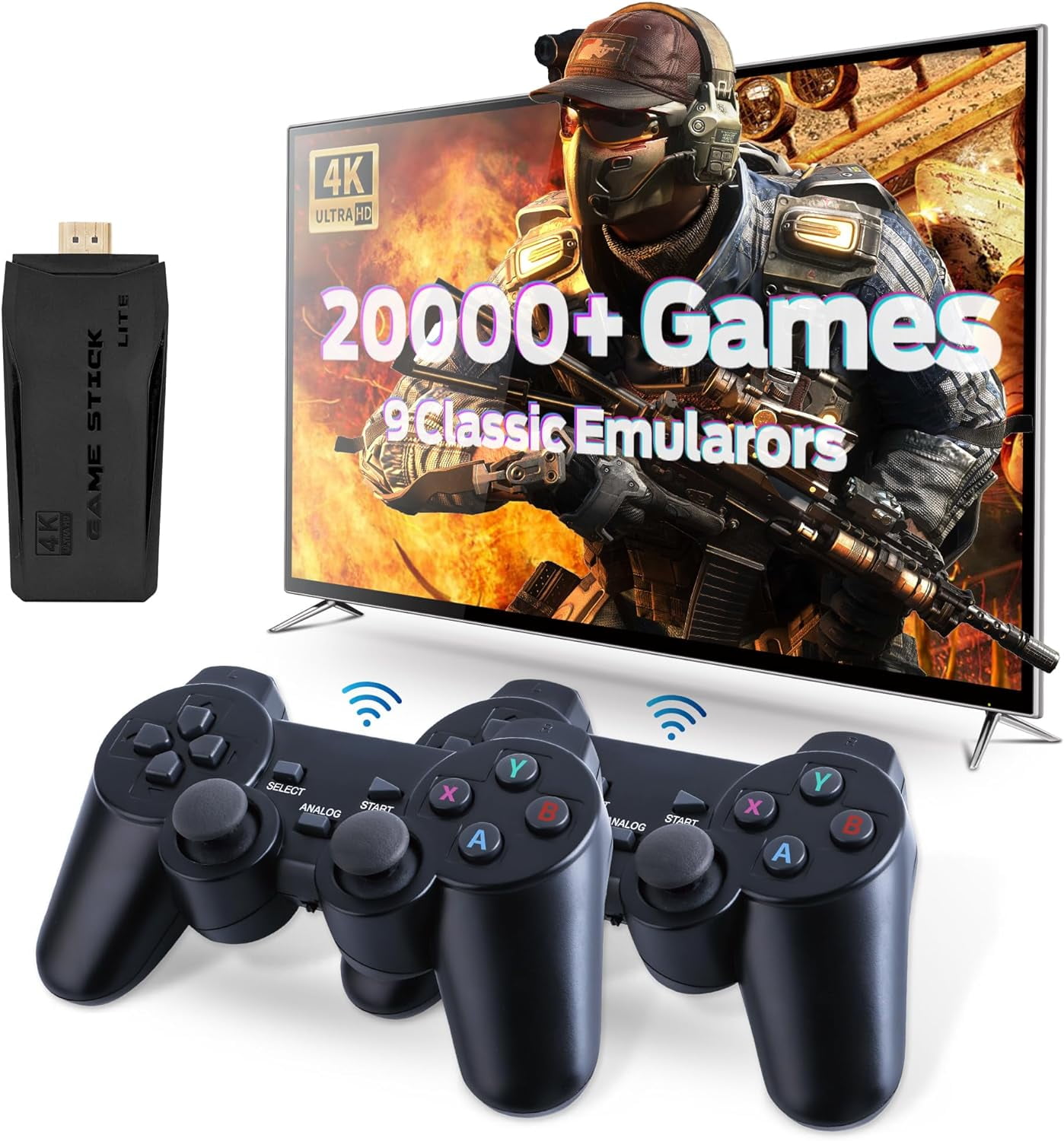 M16 Game Stick, 4K HDMI TV 64G Mini Retro Handheld Gaming Console with  20,000 Games, Wireless Dual Gamepad，Arcade Game Console Plug and Play Video