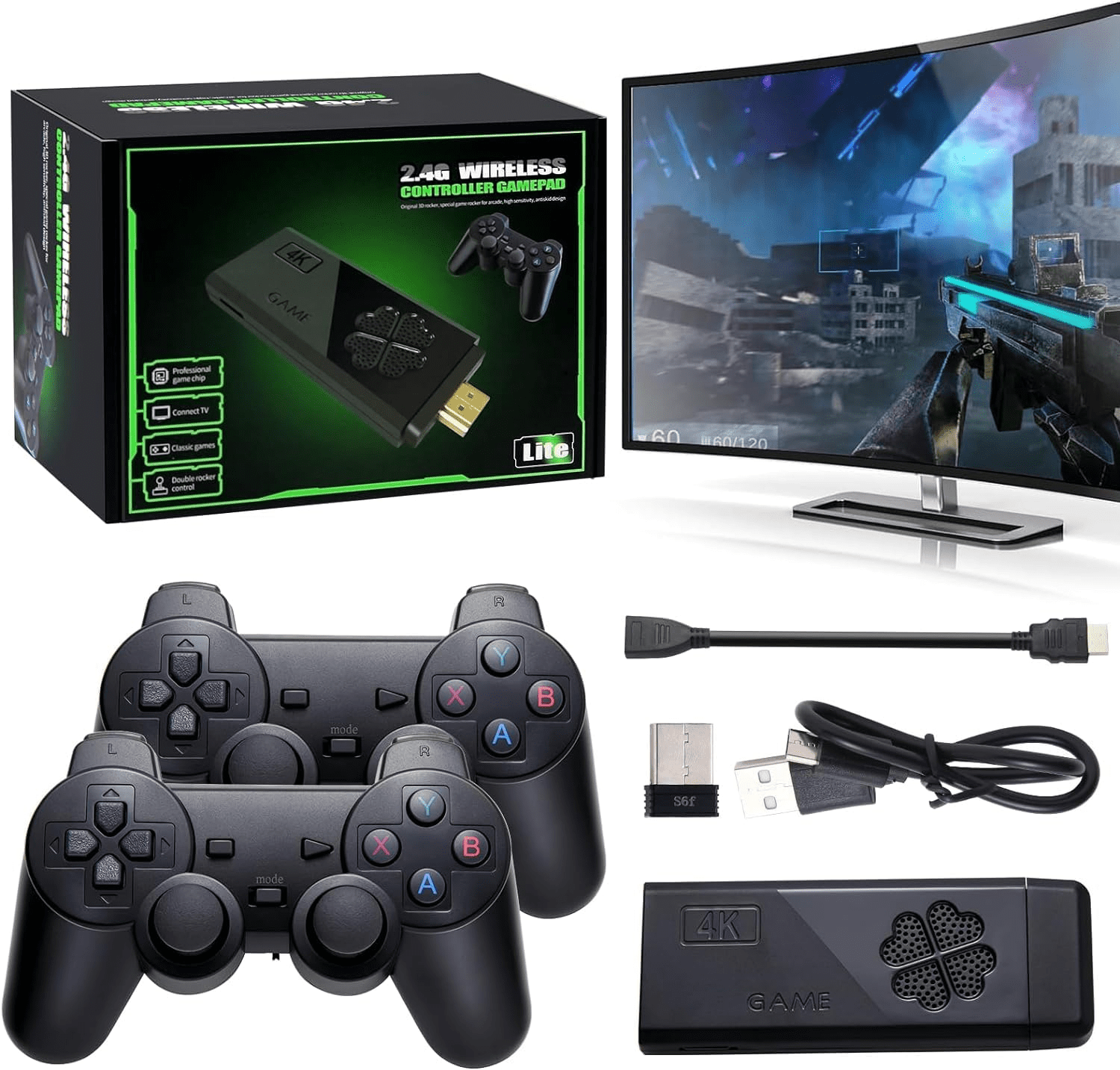 Retro Game Stick Revisit Classic Games with Builtin 9 Emulators, 20,000+ Games, 4K HDMI