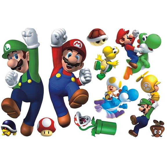 Retro Game Style Wall Decals, Removable Cartoon Character Super Bro Stickers for Kids Room Decor