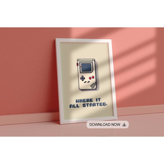 Retro Gameboy Poster 90's Gamer Room Wall Decor