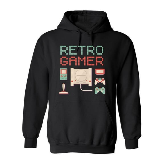 Retro Gamer. Hoodie Men -Image by Shutterstock, Male Medium