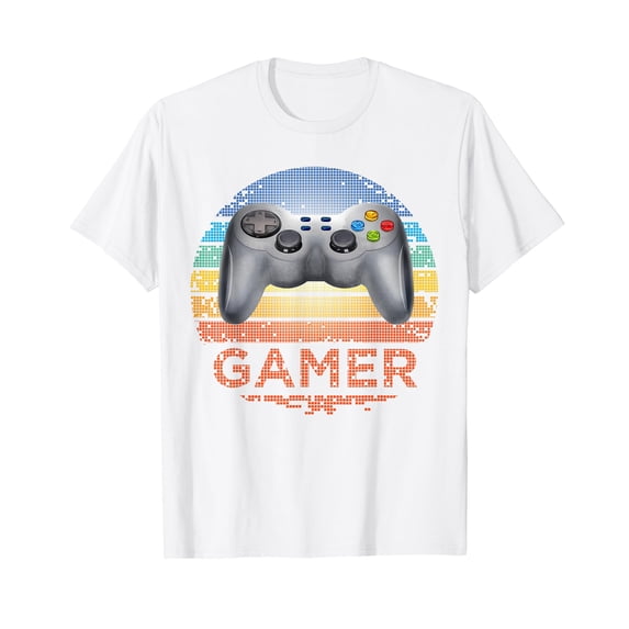 Retro Gamer Video Game Player Boys Girls Teen Kids Men Gift T-Shirt