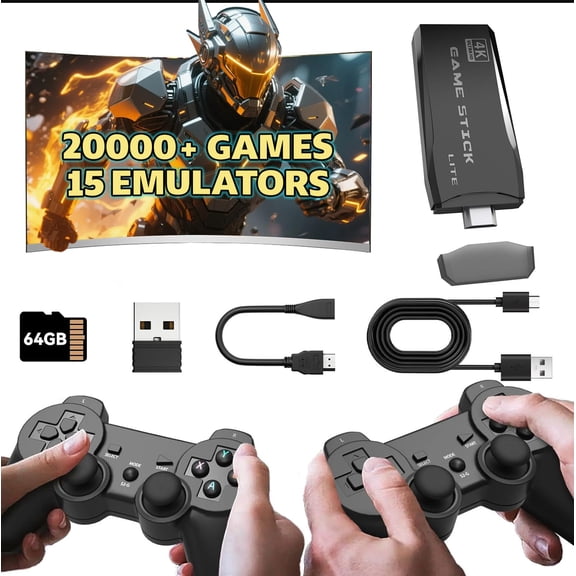 Retro Games Console with 20000+ Video Games, Plug and Play Retro TV Games, 4K HD Output and 2.4G Wireless Controller Gamepad, Ideal Gaming Gift for Boys and Adults