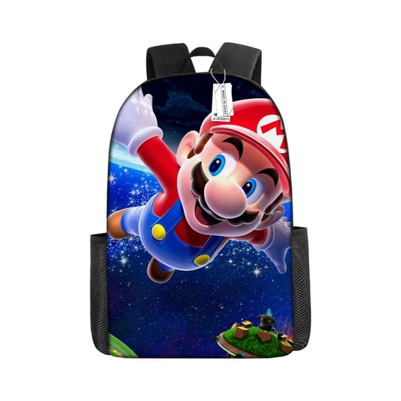 Retro Gaming 3D Backpack 16" Large Capacity Canvas Shoulder Bag with Adjustable Straps, Classic Character Print Daypack for School, Travel, College & Daily Commute(Age 6+)