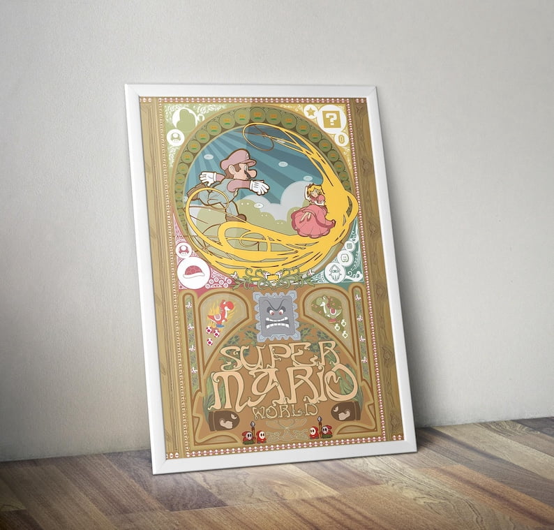Retro Gaming Artwork Wall Decor - Super Mario World Poster - 12x18 ...