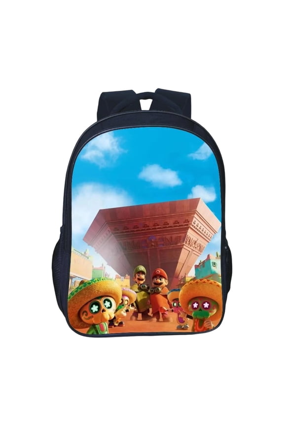 Retro Gaming Backpack - Classic Video Game Character Print Canvas Daypack, Large Capacity Bookbag for School, Travel & Daily Commute (Age 6+)
