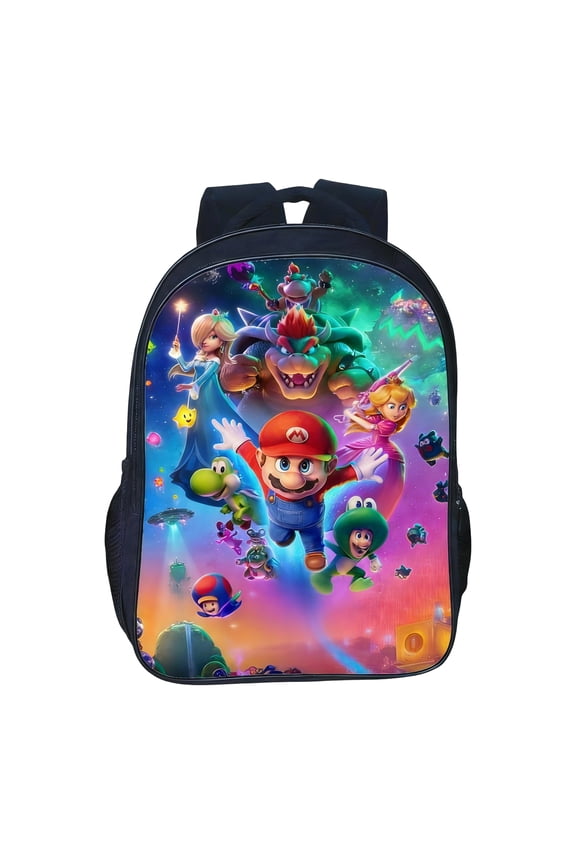 Retro Gaming Backpack - Classic Video Game Character Print Canvas Daypack, Large Capacity Bookbag for School, Travel & Daily Commute (Age 6+)