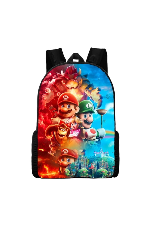 Retro Gaming Backpack - Large Capacity Canvas School Bag with Adjustable Straps - Classic Cartoon Hero Graphic Daypack for Teens, Travel, Work & Daily Commute