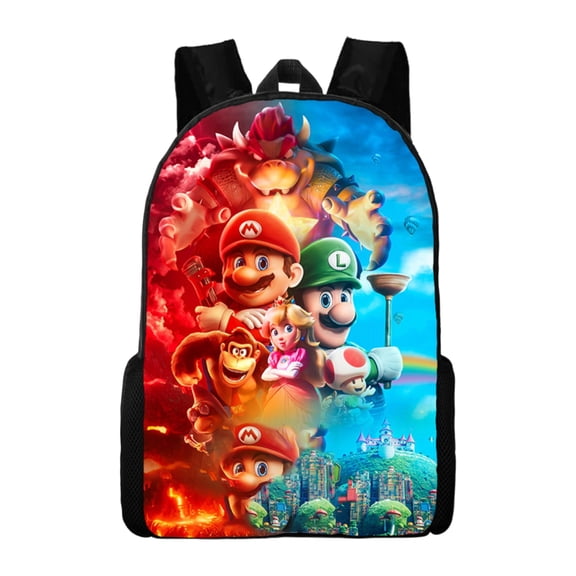Retro Gaming Backpack - Large Capacity Canvas School Bag with Adjustable Straps - Classic Cartoon Hero Graphic Daypack for Teens, Travel, Work & Daily Commute