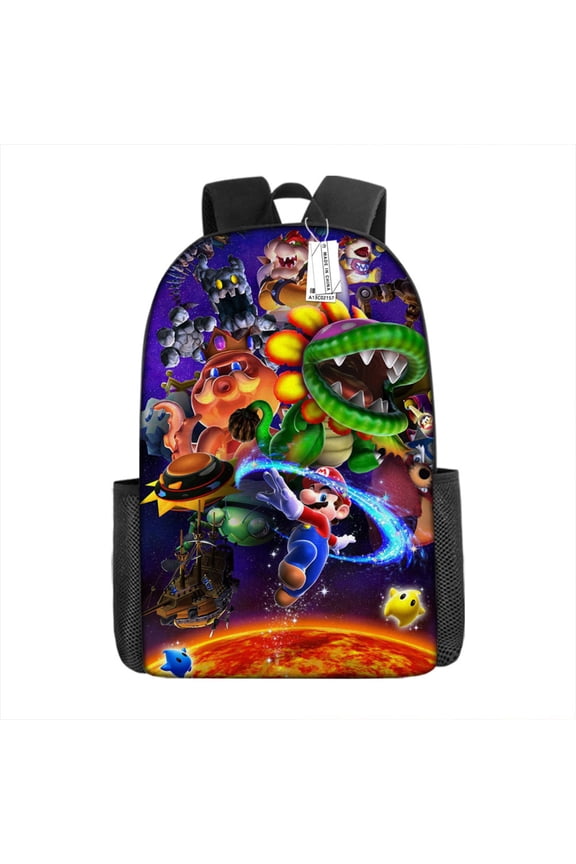 Retro Gaming Backpack - Large Capacity Canvas School Bag with Adjustable Straps - Classic Cartoon Hero Graphic Daypack for Teens, Travel, Work & Daily Commute