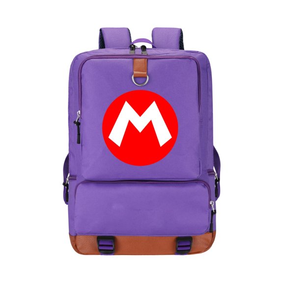 Retro Gaming Backpack - Large Capacity Laptop Bookbag with Adjustable Straps, Classic Plumber Theme Canvas Daypack for Teens, Adults, College, Travel & Daily Commute (Age 6+)