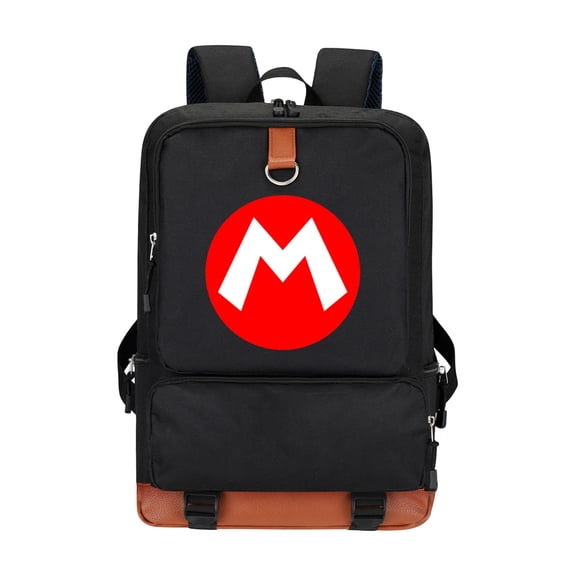 Retro Gaming Backpack - Large Capacity Laptop Bookbag with Adjustable Straps, Classic Plumber Theme Canvas Daypack for Teens, Adults, College, Travel & Daily Commute (Age 6+)