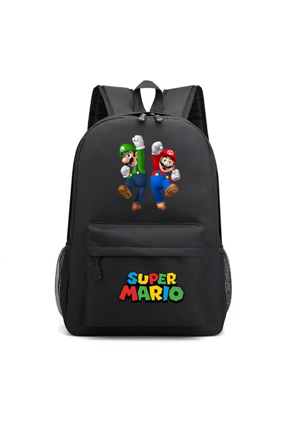 Retro Gaming Backpack for All age, Vintage Video Game Print Oxford Cloth Daypack, Glitch Camo Pattern with Iconic Plumber Characters, Casual Travel Backpack for College Commute Streetwear​