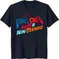 thumbnail image 1 of Retro Gaming Black T-Shirt with Bold Controller Graphic 'Super Nin Teendo', 1 of 5