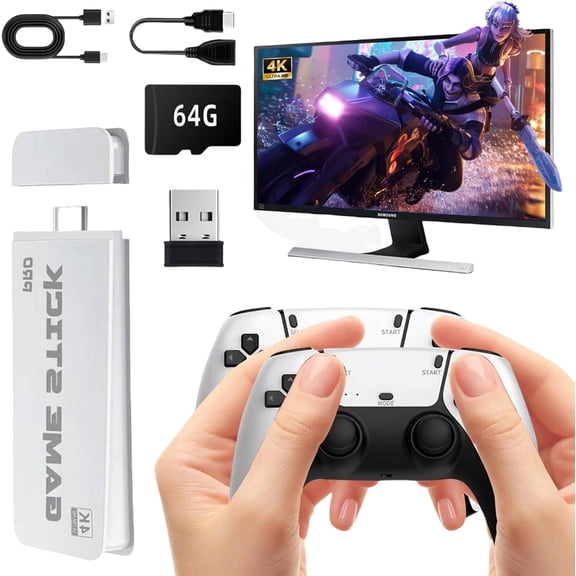 Retro Gaming Console Classic Wireless Nostalgia Game Stick Built-in 22 Emulators 20000 Games, Plug and Play Video Games for tv 4K HD Output, 2.4 G Wireless Controller Gamepad