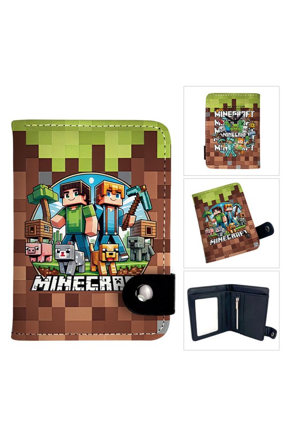 Retro Gaming Pixel Wallet Bifold ID Window Zip Coin Pocket Card Holder