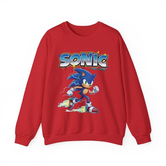 Retro Gaming Sonic Turbo Charge Graphic Print Comfort Colors Unisex Cotton Sweatshirt, Sizes S-5XL