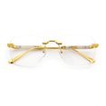 thumbnail image 1 of Retro Gangster Rapper Luxury Clear Lens Rimless Rectangle Fashion Eyeglasses Gold Beige, 1 of 8