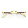 thumbnail image 1 of Retro Gangster Rapper Luxury Clear Lens Rimless Rectangle Fashion Eyeglasses Gold Brown, 1 of 8