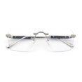 thumbnail image 1 of Retro Gangster Rapper Luxury Clear Lens Rimless Rectangle Fashion Eyeglasses Silver Black, 1 of 8