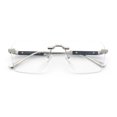 thumbnail image 1 of Retro Gangster Rapper Luxury Clear Lens Rimless Rectangle Fashion Eyeglasses Silver Black, 1 of 8