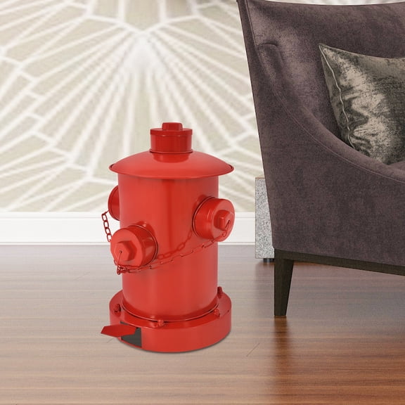 Retro Garbage Can Cylindrical Waste Bin Fire Hydrant's Shape Trash Can W/ Pedal