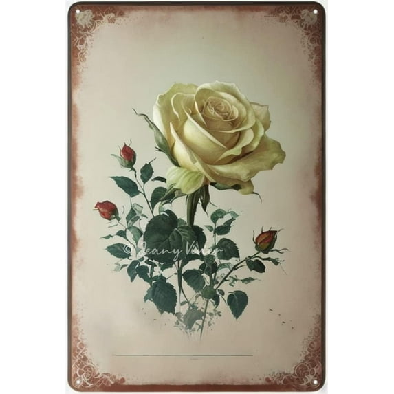 Retro Garden Flower Metal Tin Sign, Beautiful Rose, Farmhouse Sign Country Farm Kitchen Wall Home Garden Decor Art Signs Garage Decoration Housewarming Gift 12x8 Inches