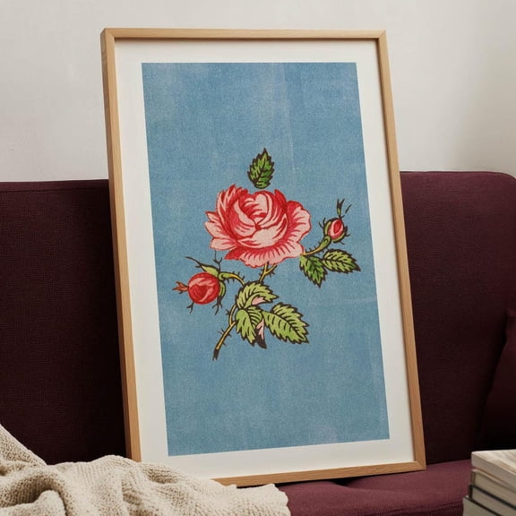 Retro Garden Rose Print: Mother's Day Art Old Flower Poster Holiday Decor